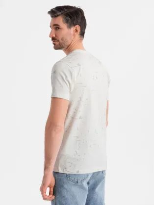Hnedé tričko s trendy potlačou a vreckom V1 TSFP-0188