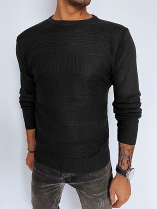Čierny pletený sveter s módnymi dierami