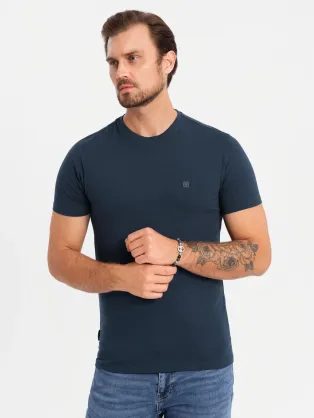 Moderné tmavo modré pánske tričko V2 OM-TSCT-0220