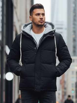 Zaujímavá tmavomodrá zimná bunda s kapucňou