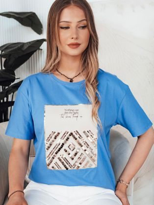 Pútavé dámske modré tričko s potlačou Centia