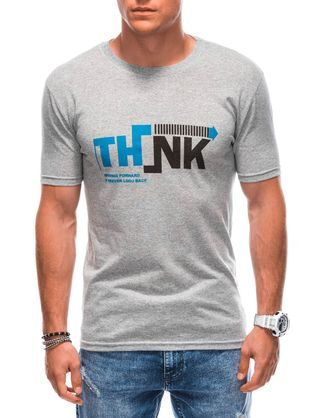 Trendy šedé tričko s nápisom Think S1898
