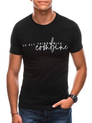 Čierne bavlnené tričko s nápisom S1725