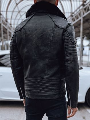 Zaujímavá koženková čierna bunda