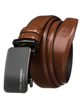 Hnedý kožený pánsky opasok s automatickou prackou