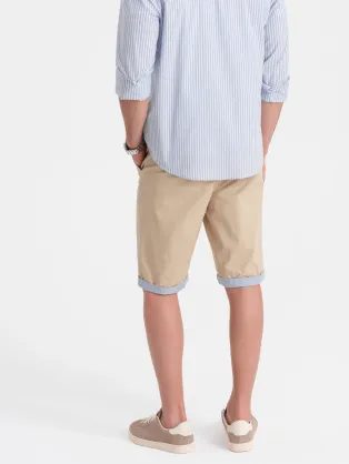 Pánske béžové chinos šortky s lemom V11 SRCS-0197