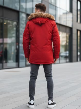 Originálna granátová zimná parka s kapucňou