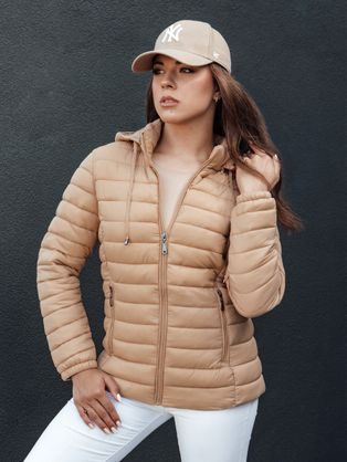Štýlová béžová dámska bunda Femmoda
