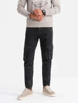 Čierne rifle s bočnými vreckami P1079