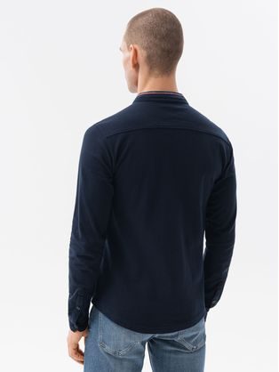 Ležérna khaki košeľa s vreckom V4 SHOS-0153