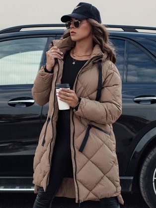 Oversize dámska tmavobéžová zimná bunda Melody
