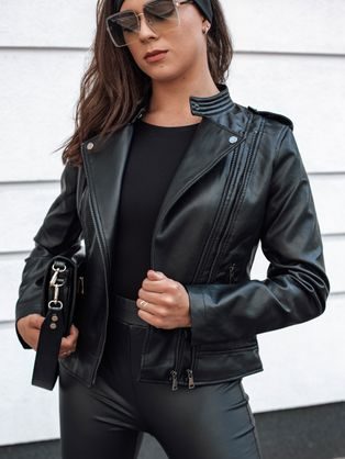 Dámska módna čierna koženka Ravenix