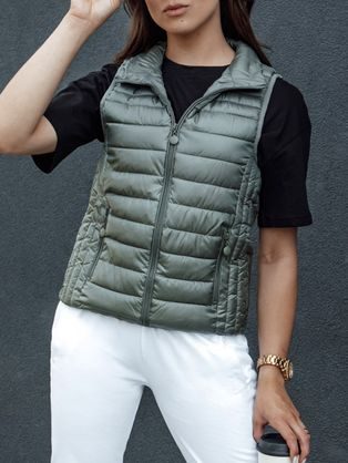 Dámska zelená prešívaná módna vesta Stylishz