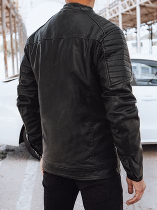 Trendy koženková bunda v čiernej farbe