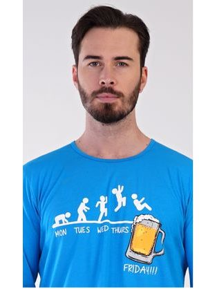 Dlhé tyrkysové pánske pyžamo Filip