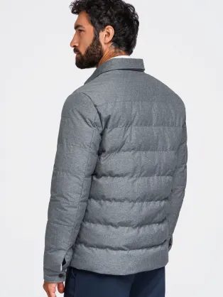 Trendy zimná bunda s kapucňou v šedom prevedení