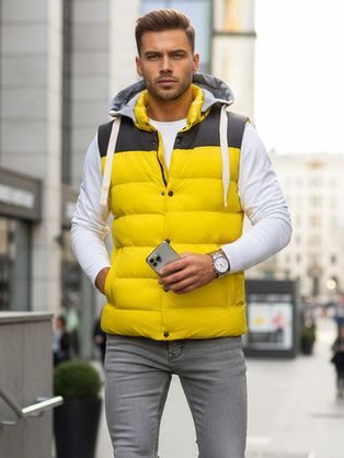 Trendy vesta s kapucňou v žltej farbe