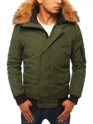 Zelená zimná bunda s kapucňou