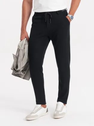 Trendy čierne nohavice s pružným pásom V4 PACP-0116