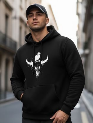 Čierna mikina s trendy potlačou