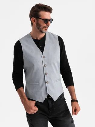 Nevšedná šedá elegantná vesta V1 BLZV-0106