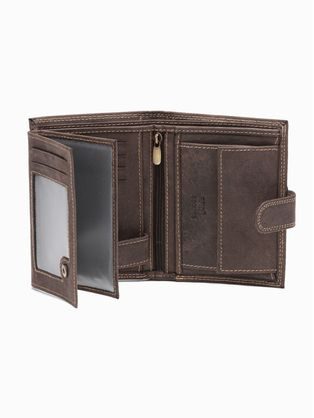 Hnedá vertikálna kožená peňaženka na patentku A091
