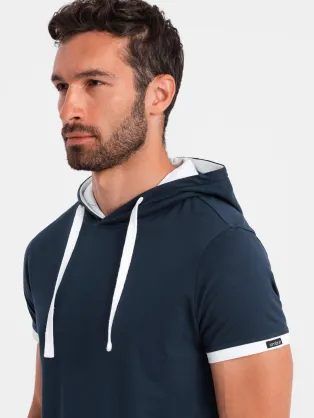 Bavlnené pánske zelené tričko s V-výstrihom V11-TSBS-0145