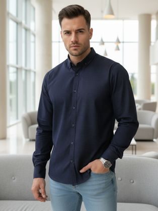 Granátová slim fit pánska vzorovaná košeľa