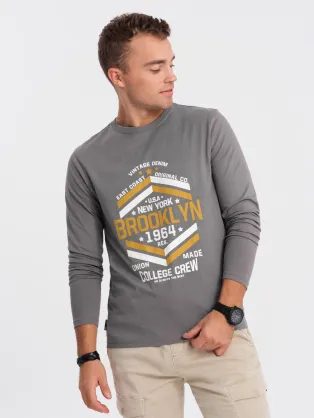 Šedé tričko s nápisom Brooklyn V1 LSPT-0117