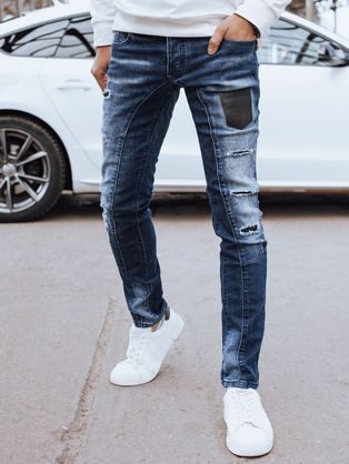 Pánske módne modré džínsové nohavice