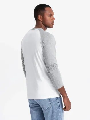 Trendy bielo-šedé pánske tričko V5 LSCL-0105