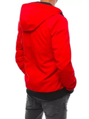 Trendová bunda s kapucňou v červenej farbe