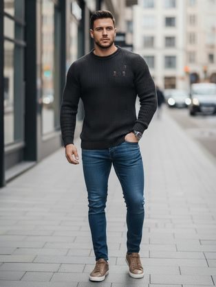 Trendy svetlo modré pletené tepláky V4 PASK-0211