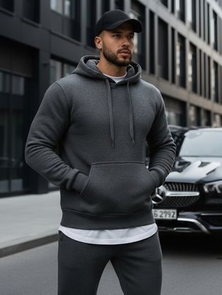 Senzačná antracitová mikina s kapucňou