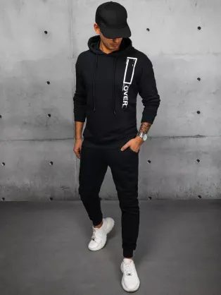 Čierna tepláková súprava s nápisom Over