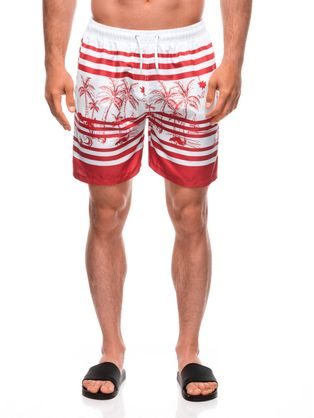 Bielo/červené plavky s trendy potlačou W513