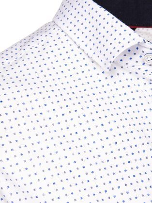 Módna biela košeľa s jemným modrým vzorom
