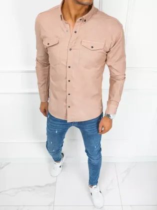 Džínsová košeľa v svetloružovej farbe