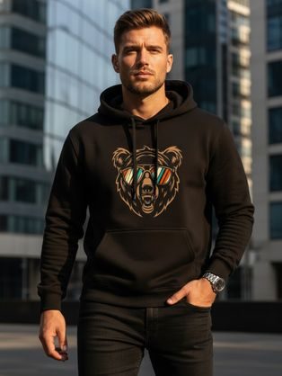 Čierna mikina s originálnou potlačou bear