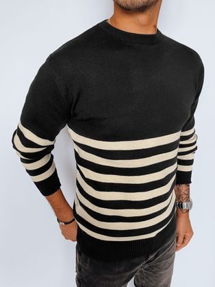 Klasický čierny sveter s okrúhlym výstrihom V2 SWBS-0106