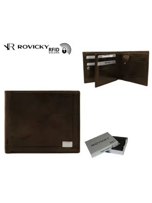 Kožená hnedá pánska peňaženka Rovicky