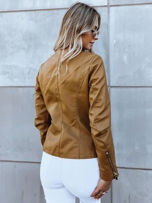 Dámska trendy koženková kamelová bunda Haute Couture