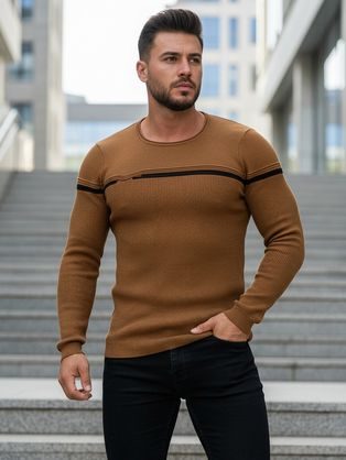 Moderný vzorovaný tmavo-šedý pánsky sveter