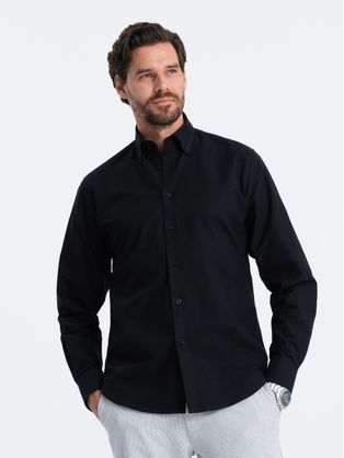 Elegantná čierna košeľa oxford V3 OM0114