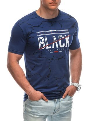 Módne tmavo modré tričko s potlačou S1938
