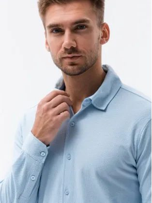 Bavlnená žltá polokošeľa s jemným nápisom V4 S1746