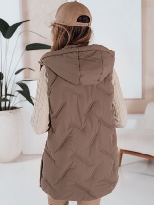 Módna dámska béžová prešívaná vesta