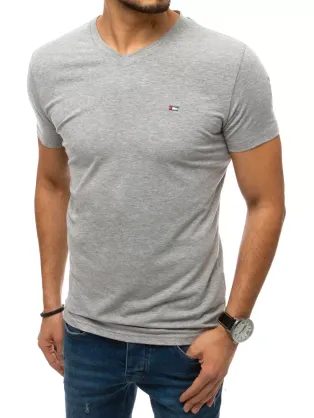 Štýlové tričko v šedej farbe s V-výstrihom