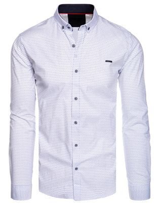 Trendy biela košeľa so vzorom