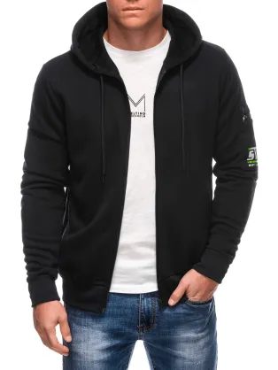 Trendy čierna mikina s kapucňou B1688